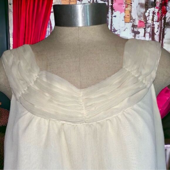 Sears Covington Vintage Y2K Top Sheer Lined Ruched Chiffon Sleeveless Blouse M - Picture 4 of 16